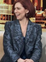 Access Daily 2025 Carrie Preston Blue Snake Print Blazer