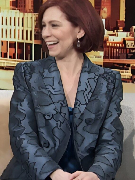 Access Daily 2025 Carrie Preston Blue Snake Print Blazer