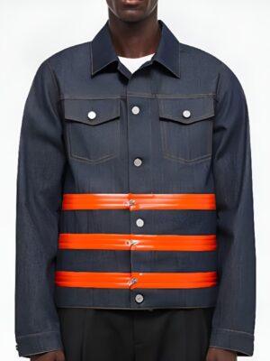 Access Hollywood 2025 Scott Evans Denim Orange Striped Jacket