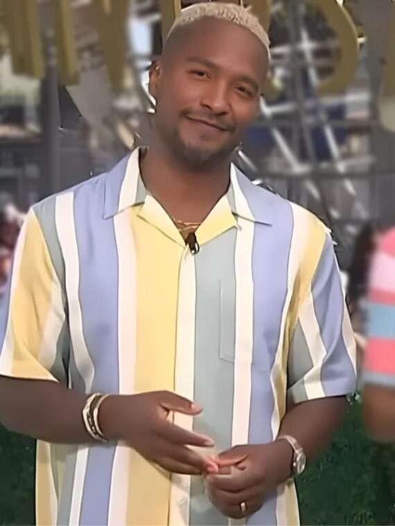 Access Hollywood Scott Evans Short Sleeve Striped Shirt