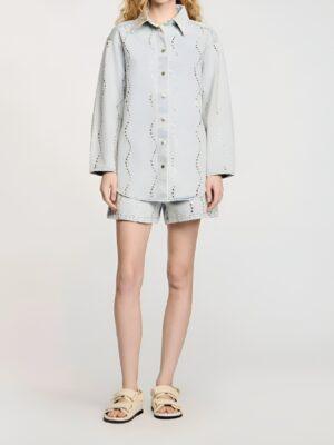 Zuri Hall Access Hollywood 2025 Embellished Denim Shirt