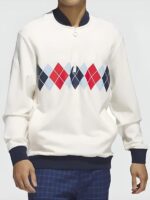 Adidas Argyle Printed 1/4-Zip White Sweatshirt