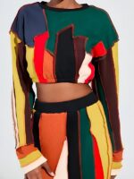 All American S7 Alexis Chikaeze Patchwork Crop Sweater