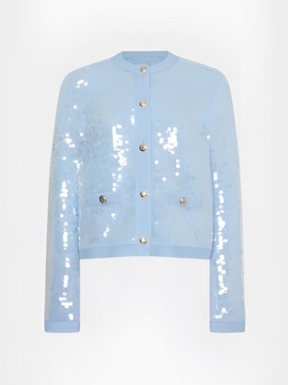Access Daily 2025 Alison Triessl Light Blue Sequin Cardigan