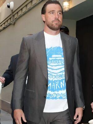 Travis Kelce Amazon 2025 Upfront Gray Blazer