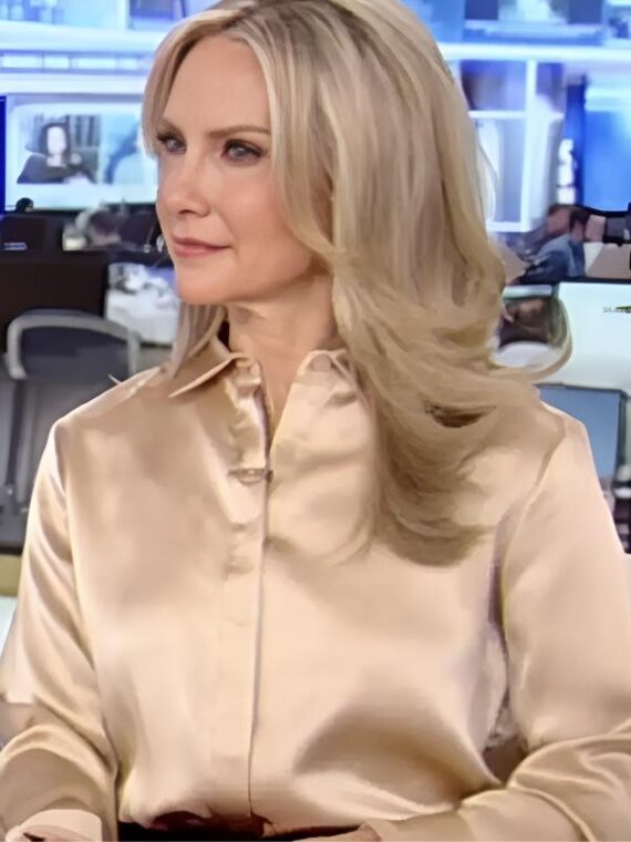 Americas Newsroom 2025 Dana Perino Gold Satin Shirt