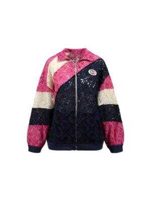 Kristin Davis And Just Like That S3 Lace Printed Bomber Jacket