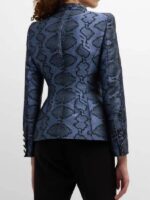 Access Daily 2025 Carrie Preston Blue Snake Print Blazer