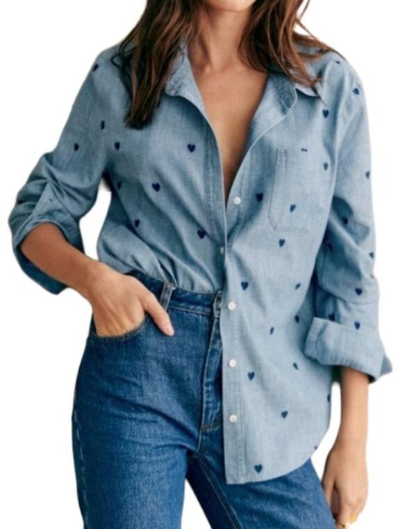 9-1-1 S8 Jennifer Love Hewitt Hearts Printed Denim Shirt