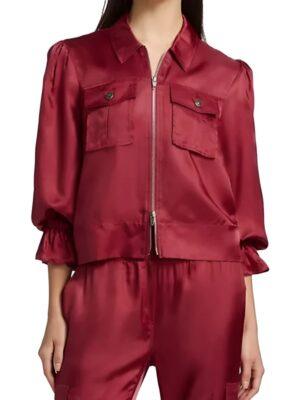 TV-Series The View 2025 Joy Behar Red Satin Zipper Jacket