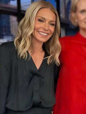 Live with Kelly And Mark Kelly Ripa Black Satin Jumpsuit
