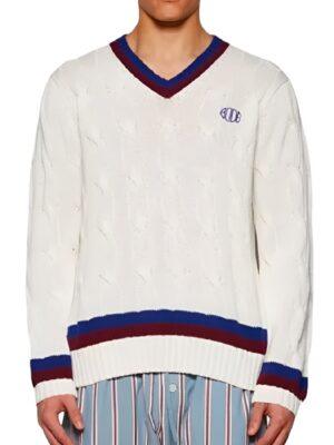 Nick Jonas Live with Kelly and Mark Show White Tennis Sweater