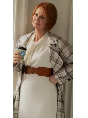 And Just Like That S3 Cynthia Nixon Checked Trench Coat