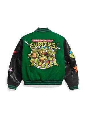 Unisex Teenage Mutant Ninja Turtles Green and Black Varsity Bomber Jacket