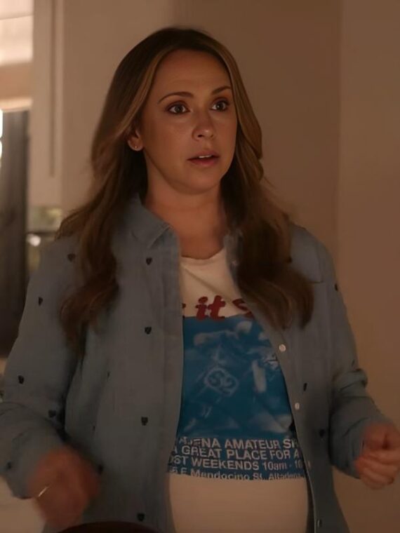 9-1-1 S8 Jennifer Love Hewitt Hearts Printed Denim Shirt
