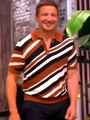 The View Show Jeremy Renner Striped Polo Shirt