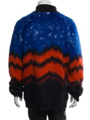 TV-Show The View 2025 Omar Sy Blue Printed Mohair Cardigan