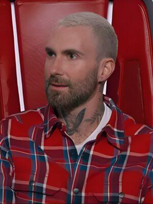 The Voice S27 Adam Levine Red Plaid Shirt