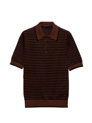 The Voice S27 Adam Levine Brown Striped Polo Shirt