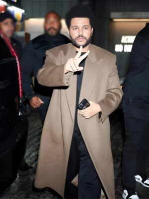 The Weeknd NY Premiere Hurry Up Tomorrow Brown Long Wool Coat