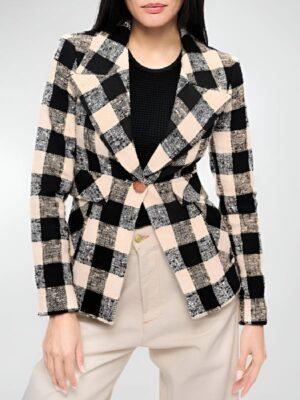 Sonja Sohn Will Trent S3 Black & Beige Plaid Blazer