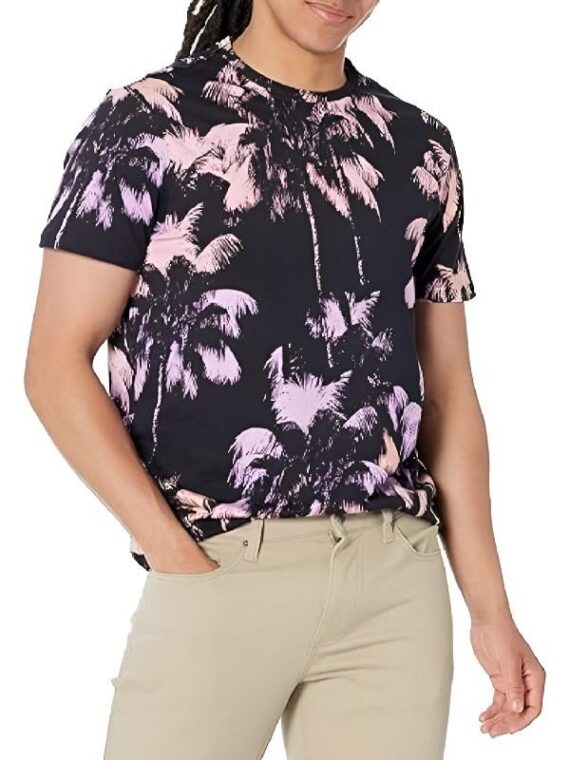 90 Day Hunt For Love Black & Pink Palm Tree Print T-Shirt