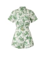 Access Daily 2025 Adrianna Costa Green Leaf Print Belted Romper