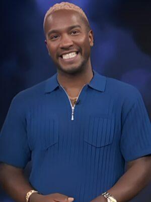 Access Hollywood 2025 Scott Evans Blue Knit Polo Shirt