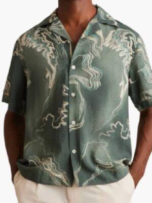 Access Hollywood Scott Evans Green Printed Shirt