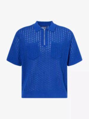 Access Hollywood 2025 Scott Evans Blue Knit Polo Shirt