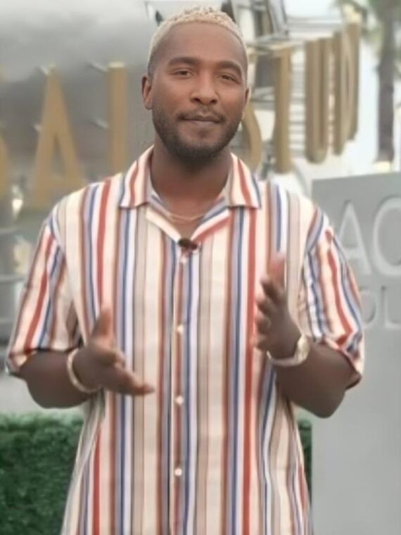 Access Hollywood Scott Evans Striped Short Sleeve Shirt