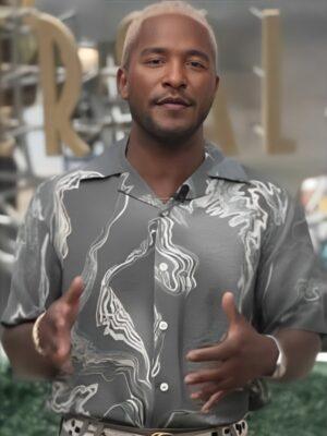Access Hollywood Scott Evans Green Printed Shirt