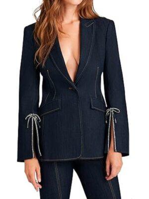 Access Hollywood 2025 Tina Knowles Embellished Bow Sleeve Blazer