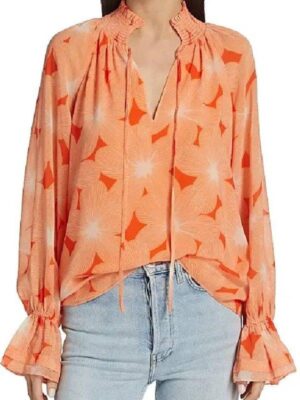 Americas Sweethearts Dallas Cowboys Cheerleaders Judy Trammel Orange Floral Blouse