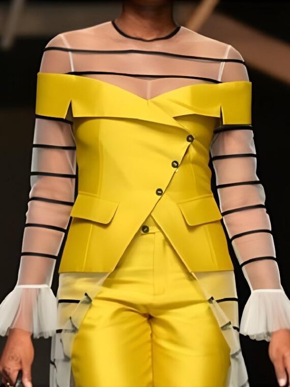 And Just Like That S3 Lisa Todd Yellow Off Shoulder Jacket
