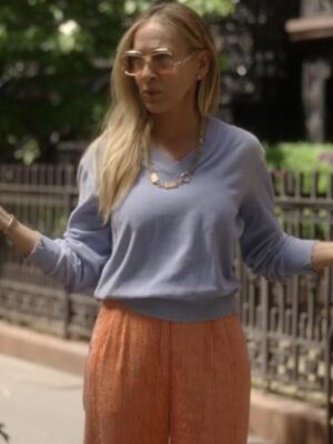 And Just Like That S3 Sarah Jessica Parker Blue V Neck Sweatshirt
