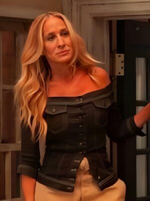 And Just Like That Sarah Jessica Parker Denim Off The Shoulders Jacket