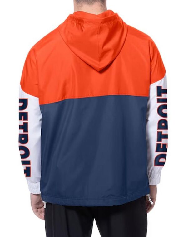 Detroit Tigers Color Block Navy/Orange Hoodie Windbreaker
