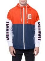 Detroit Tigers Color Block Navy/Orange Hoodie Windbreaker