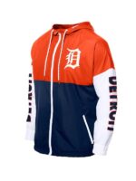 Detroit Tigers Color Block Navy/Orange Hoodie Windbreaker