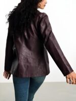 Doctor Who S15 Millie Gibson Dark Purple Leather Blazer