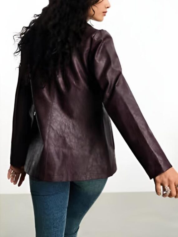 Doctor Who S15 Millie Gibson Dark Purple Leather Blazer