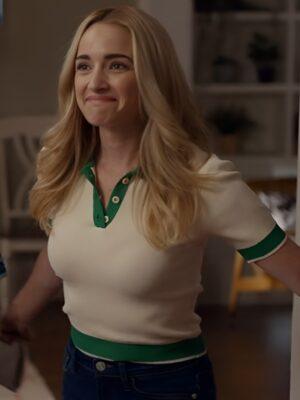 Ginny & Georgia Georgia Miller White and Green Polo Top