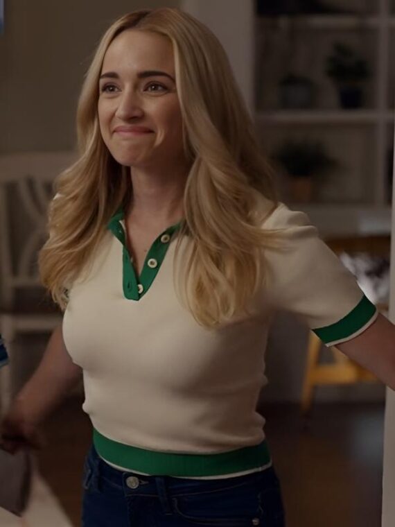 Ginny & Georgia Georgia Miller White and Green Polo Top