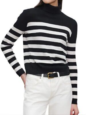 House Of Payne S14 Janine Payne Black Striped Turtleneck Sweater - Unisex