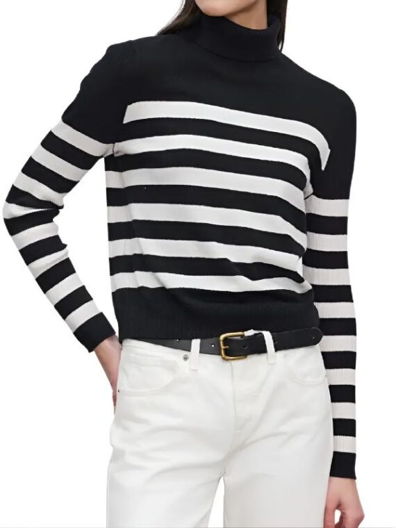 House Of Payne S14 Janine Payne Black Striped Turtleneck Sweater