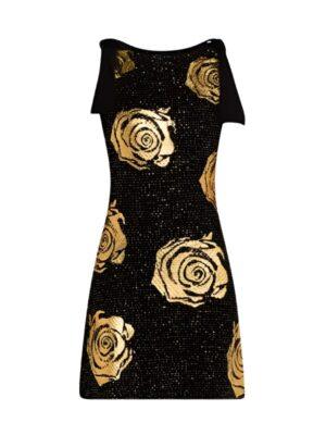 Live with Kelly and Mark Brianne Howey Black Floral Sequin Mini Dress