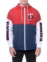 Minnesota Twins Color Block Navy/Red Hoodie Windbreaker