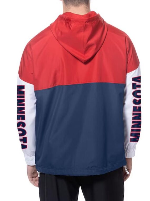 Minnesota Twins Color Block Navy/Red Hoodie Windbreaker