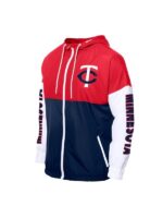 Minnesota Twins Color Block Navy/Red Hoodie Windbreaker